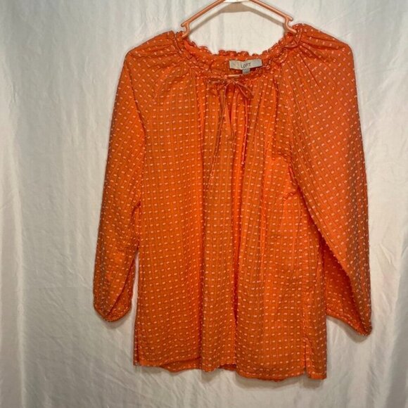 LOFT Clip Tie Neck Blouse – Orange – Women’s Medium - Picture 5 of 11